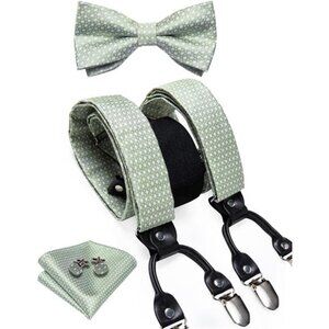 DiBanGu Paisley Bow Tie and Supenders for Men Tuxedo Heavy Duty 6 Clips